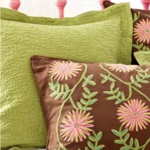 2 Pine Cone Hill Embroidered Pillow Shams Color Pistachio green